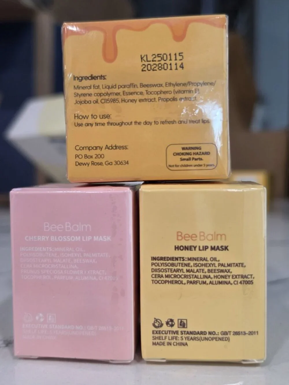Bee Balm Propolis Lip Balm With Honey & Cherry Blossom Lip Masks 3 Pack